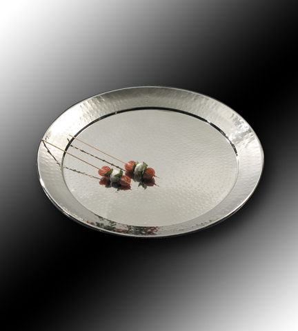 Stainless Steel Round Hammered Tray 18" Dia.